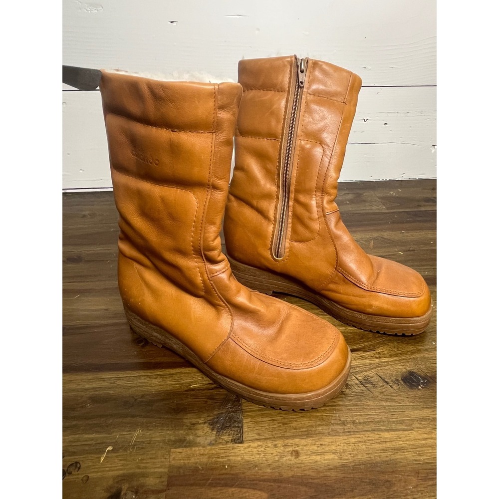 Blondo Vintage Tan Leather Shearling Lined Winter Boots Made in Canada Womens 8
